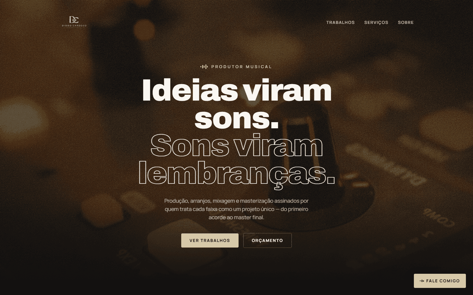 Screenshot do site Diogo Produtor